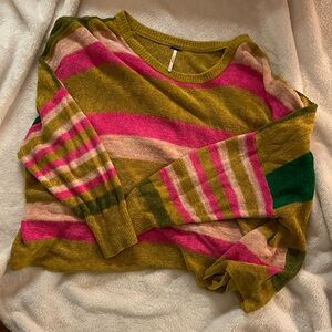 Vibrant Striped Crew Neck Sweater